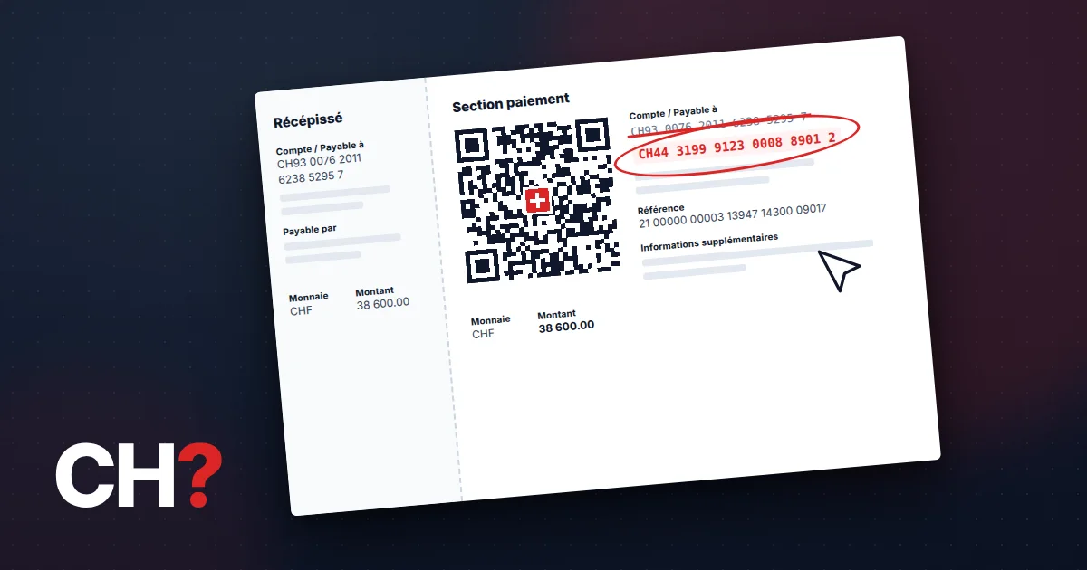 Facture QR dont l'IBAN a été remplacé, l'ancien numéro barré en rouge